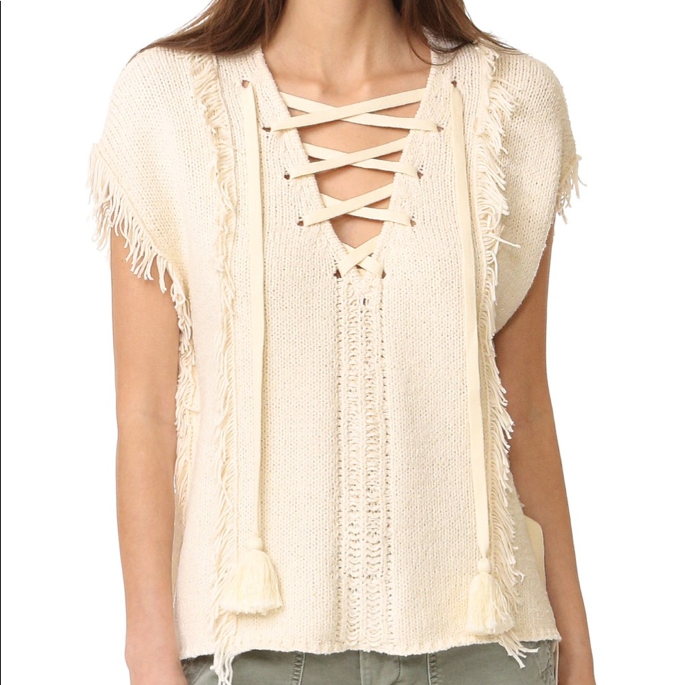 Pam & Gela Fringe Baja Sweater